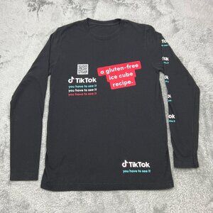 Tik Tok Shirt Mens Small Black Social Media Selfie Influencer Long Sleeve